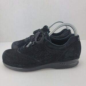 SAS Free-time Womens Size 7 NARROW Black Suede Oxford Comfort Flats USA